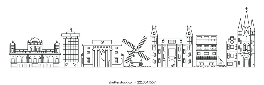 Amsterdam City Scape Vector Illustration