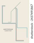 Amsterdam city subway vector map colored