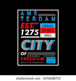 amsterdam city typography graphic t shirt design,vector illustration artistic art