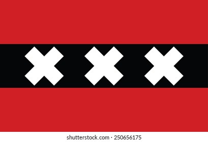 Amsterdam city vector flag, Accurate dimensions, elements proportions and colors. Original and simple Amsterdam city flag isolated vector in official colors and Proportion Correctly.