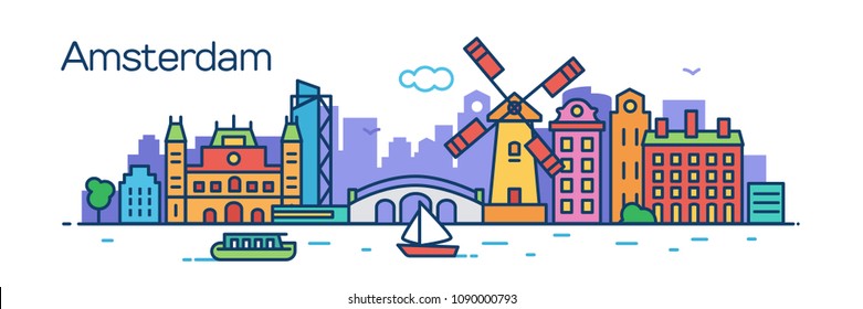 Amsterdam City. Vector illustration