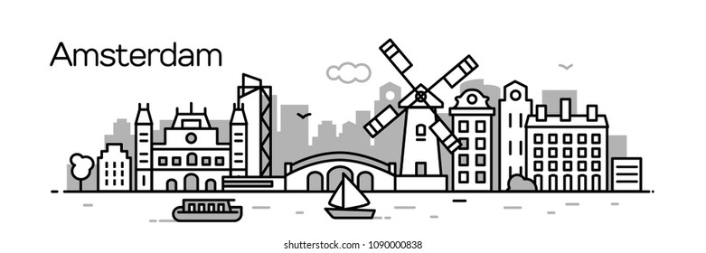 Amsterdam City. Vector illustration