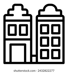 Amsterdam Dam Square icon outline vector. Famous Dutch center. Urban capital architecture