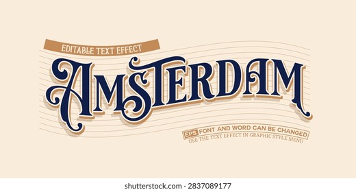 Amsterdam Editable Text Effect, Vintage Script Font Style