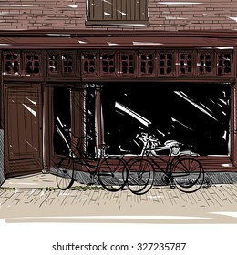 Amsterdam hand drawn, Shop sketch vector illustration
