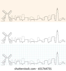 Amsterdam Hand Drawn Skyline