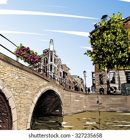 Amsterdam hand drawn, vector illustration