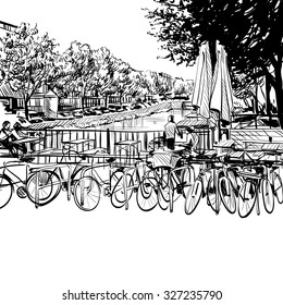 Amsterdam hand drawn, vector illustration