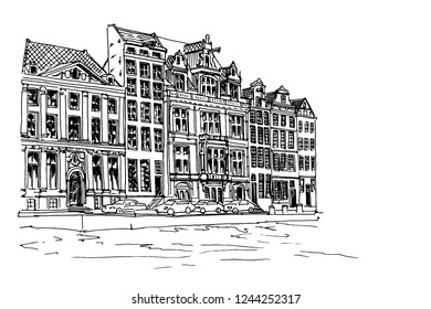 Amsterdam, Holland, Netherlands. Vector sketch.