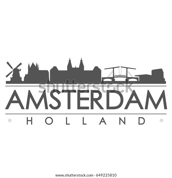 Amsterdam Holland Skyline Silhouette Design City Stock Vector Royalty Free 649225810 4605