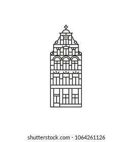 Amsterdam house icon in outline style. Architecture object isolated on white background. amsterdam architecture element