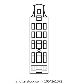Amsterdam house , linear icon on white background. Vector object, architecture illustration.