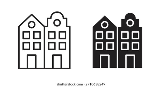 ícone de Amsterdã. estilo plano e traçado Coleção. símbolo simples