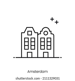 amsterdam icon. Outline style icon design isolated on white background