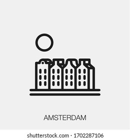 amsterdam icon vector. Linear style sign for mobile concept and web design. amsterdam symbol illustration. Pixel vector graphics - Vector.