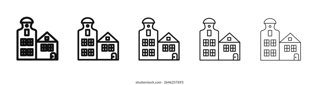 ícone Amsterdam vetor contorno conjunto sinal de ilustração