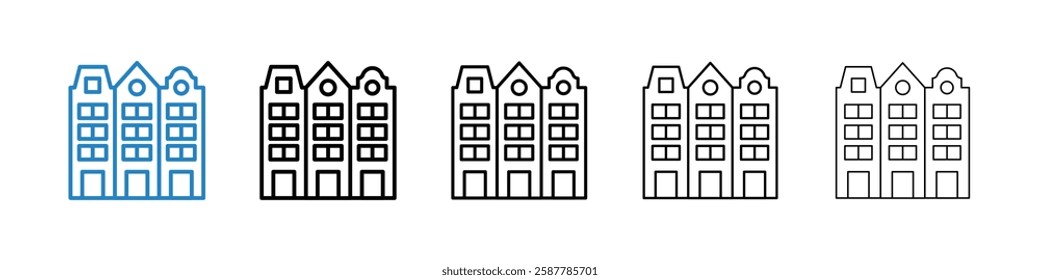 Amsterdam icons in five different stroke sizes