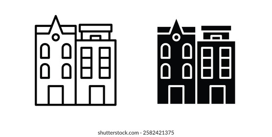 Amsterdam icons pack vectors in black flat and strokes