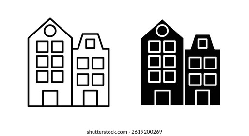 Amsterdam icons set in black colors on white background
