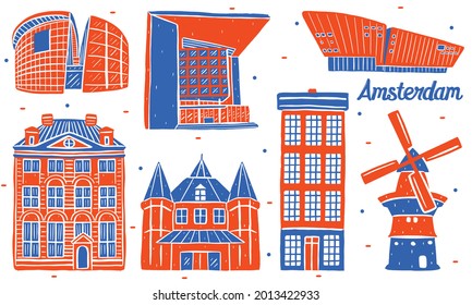 amsterdam landmark in flat design style