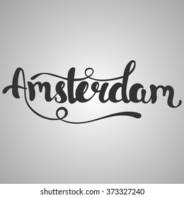 Amsterdam lettering. Hand written Amsterdam. Modern hand lettering. Vector Illustration.