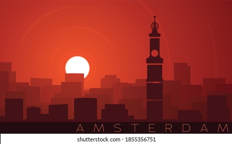 Amsterdam Low Sun Skyline Scene