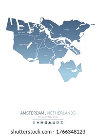 amsterdam map. netherlands city vector map. 