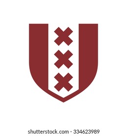 amsterdam netherland shield. amsterdam coat of arm. vector symbol.