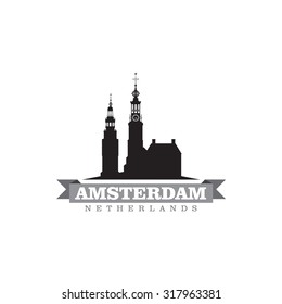 Amsterdam Netherlands city symbol vector illustration