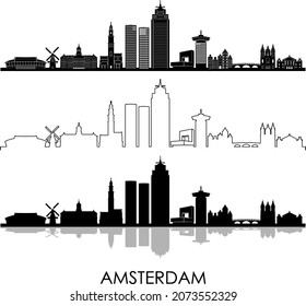 AMSTERDAM Niederlande Europe City Skyline Vektor
