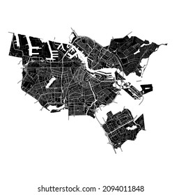  Amsterdam, Netherlands, high resolution vector map with city boundaries, and editable paths. The city map was drawn with white areas and lines for main roads, side roads and watercourses.