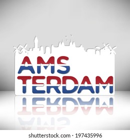 Amsterdam Netherlands vector design on white background.