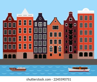 Amsterdam in old style. Amsterdam card. 