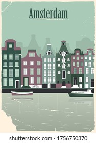 Amsterdam in old style. Vector illustration