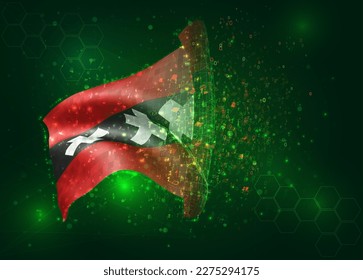 Amsterdam auf Vektor3D-Flagge auf grünem Hintergrund mit Polygone und Datennummern
