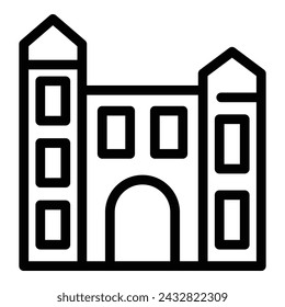 Vector de contorno del icono del palacio de Amsterdam. Edificio real holandés. Infraestructura de historia de Holanda