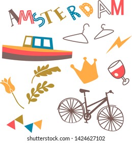Amsterdam pattern flat illustration on white