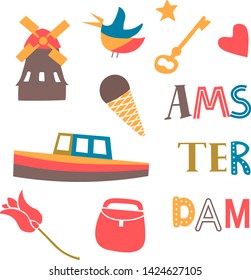 Amsterdam pattern flat illustration on white
