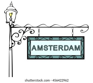 Amsterdam retro vintage pointer lamppost.
