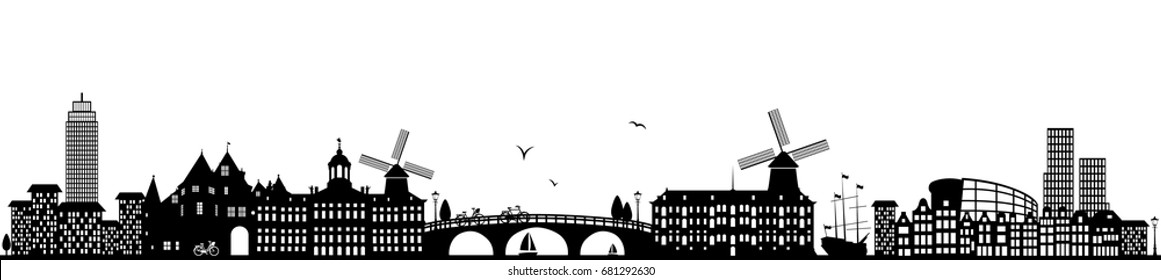 Amsterdam Skyline Black