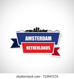 Amsterdam skyline - Netherlands - vector illustration