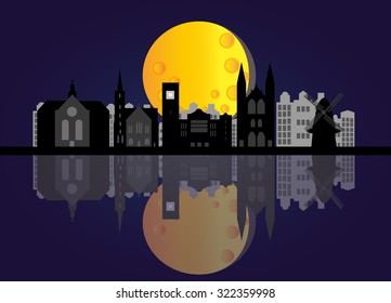 amsterdam skyline at night