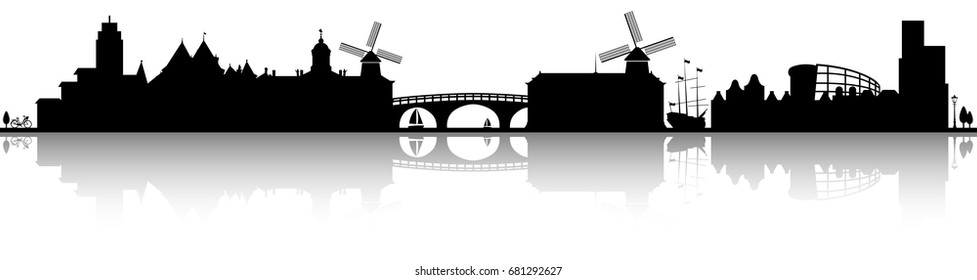 Amsterdam Skyline Silhouette Black