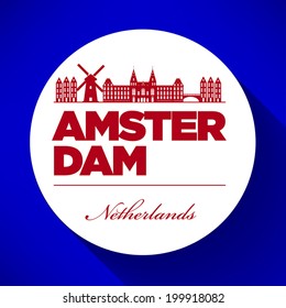 Amsterdam Skyline with Typography Design
