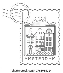 Amsterdam stamp vector illustration and typography design, Holland or Netherlands