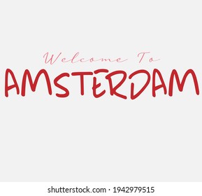 Amsterdam tee shirt print with slogan and desert silhouette. Typography for t shirt, hoodie or sweatshirt print. 
