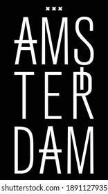 Amsterdam text vector design for tee and poster