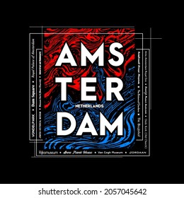 Amsterdam t-shirt and poster graphic design in abstract style. Vector illustration