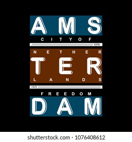 amsterdam typography graphic t shirt design,vector illustration artistic art