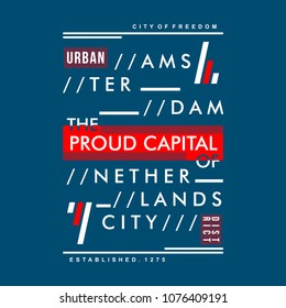 amsterdam typography graphic t shirt design,vector illustration artistic art